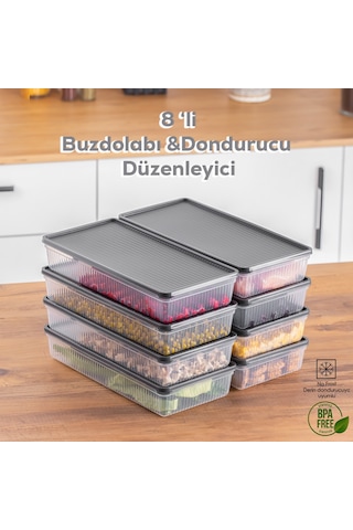 Porsima 1101 Dikdörtgen No-Frost Derin Dondurucu Saklama Kabı 8'li