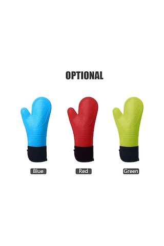 Leezsing Kırmızı Silikon-pamuk Fırın Eldiveni - 300 C Isı Dayanıklı, Kaymazsız, Ev Fırını Ve Mangal İçin Kırmızı