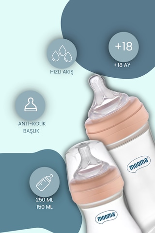 Mooma Kindy 150 ve 250 Ml Biberon Yenidoğan Başlangıç Seti - Rose Gold