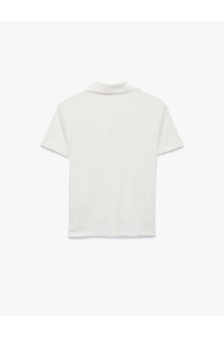 Koton Slim Fit Kısa Kollu Dokulu Polo Yaka Tişört Beyaz 6sak50001ek Beyaz