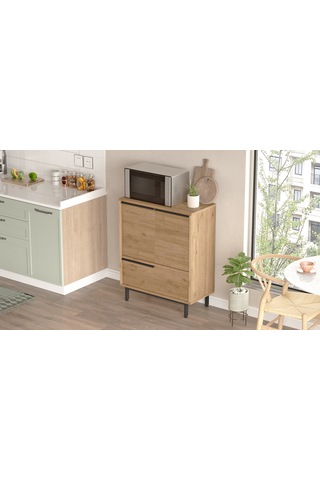 Robin Home Lidya Mikrodalga 3 Kapaklı Metal Ayaklı Mutfak Dolabı