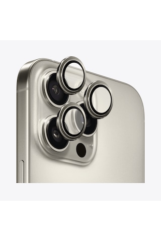 Safeus Safir Temperli Kamera Lens Koruyucu Apple Uyumlu iPhone 16 Pro Max İle Titanyum Gri