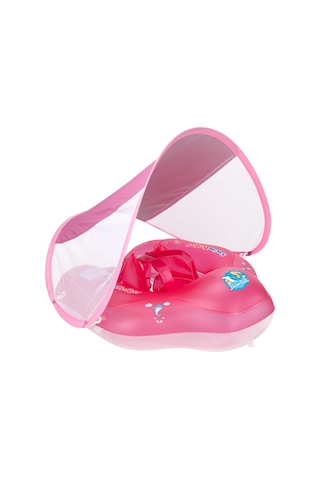 Qingmipy "swimboboy Şişme Bebek Yüzme Simidi - Güneşlikli Ve Pompalı 3-24 Ay İçin" Pembe