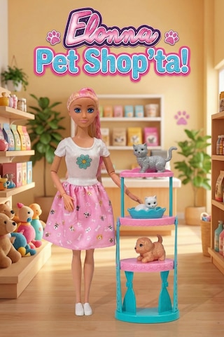 Elonna Hareketli Eklemli Oyuncak Bebek Ve Büyük Aksesuar Seti 30 Cm - Meslekler Serisi Pet Shop