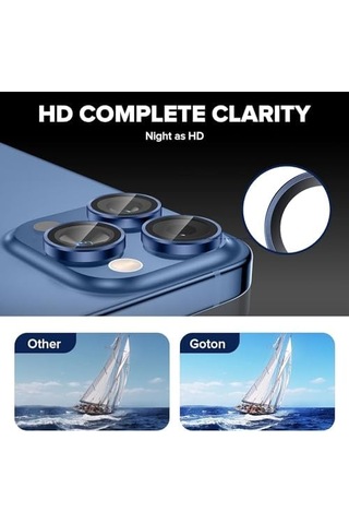 Trend Apple Uyumlu iPhone 15 Pro Promax Kamera Camı Lens Koruyucu Halka Set Dark Blue Siyah