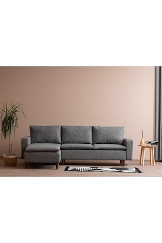 Lungo Modüler Köşe Koltuk Takımı L Koltuk - Gri Keten Açık Gri