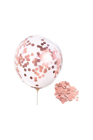 Pazarız Konfetili Balon Pullu Şeffaf Balon Seti 50 Adet Roze Gold