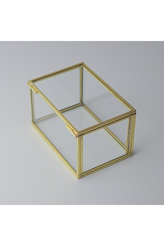 Cam Kutu Pirinç & Gold 15x10x8cm