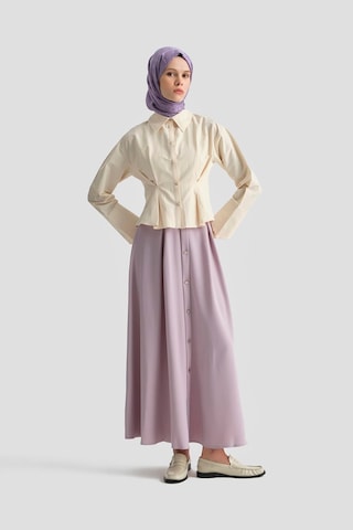 Armine Trend Düğme Detaylı Kloş Etek Lila 25yt113