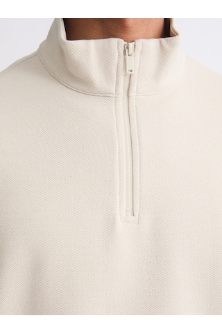 Lcw Vision Gri Fermuarlı Dik Yaka Erkek Kalın Sweatshirt