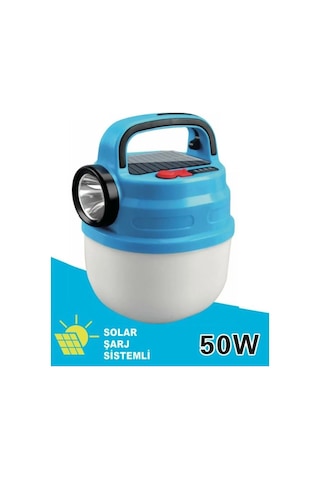 Powergold Pg-200 Solar Şarj Sistemli 50w Kamp Lambası Mavi