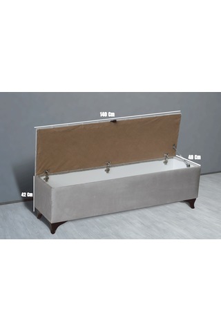 Vetra Sandıklı Bench Puf, Beyaz KREM