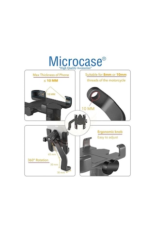 360 Bisiklet Motosiklet Ayna Bağlantılı Telefon Tutucu Aliminyum