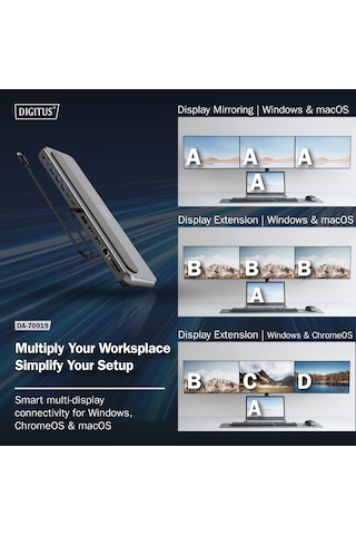 Digitus Usb-c 8k Docking Station, 12 Port Hdmı, Dp, Rj45, Usb,