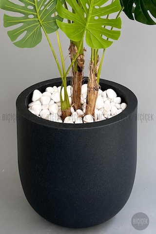 Biçiçek Yapay Monstera Ağacı Deve Tabani 180 Cm Antresi̇t Çeşme Saksıda