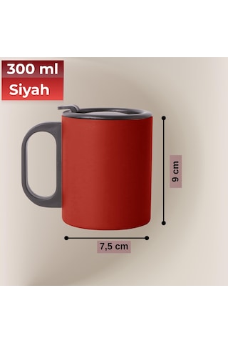 Paslanmaz Çelik Mug, Paslanmaz Çelik Termos Bardak-300 Ml Kırmızı