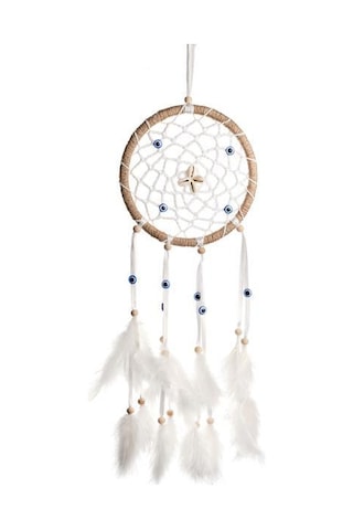 Nazar Boncuklu Düş Kapanı Hand Made Dreamcatcher Kuş Tüyü Duvar S