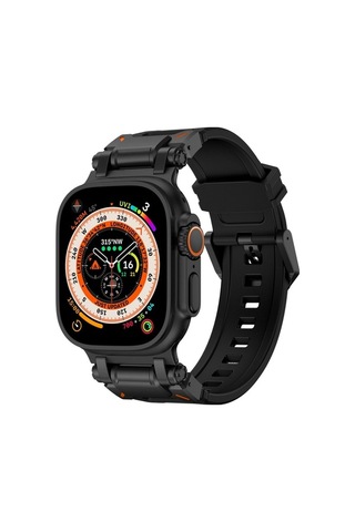 Novahub İos Watch Uyumlu Ultra 49mm Explorer Tpu Saat Bantı Siyah, Yeni Tasarım Siyah Siyah
