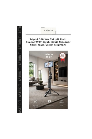 Tripod 360 Yüz Takipli Akıllı Gimbal Tt07 Siyah Mobil Aksesuar Canlı Yayın Çekim Ekipmanı