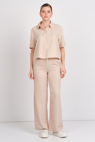 Jdy Kadın Jdypower Belden Bağlamalı Çizgili Bol Paça Pantolon 15347074 Bej Bej