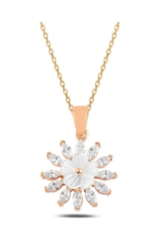 Modagümüşevi Özel Tasarım Manolya Çiçeği 925 Ayar Gümüş Kolye Rose