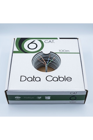 Cat6 U/utp Ağ Kablosu 100 Metre 24 Awg 1000 Mbps Gigabit Ethernet Metre Baskılı Network Kablo