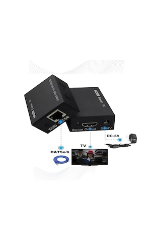 Anunnaki Hdmı Ethernet Extender Uzatıcı Cihaz Rj45 Cat5e Cat6 Full Hd 1080p 3d Alıcı Verici 1 Çift