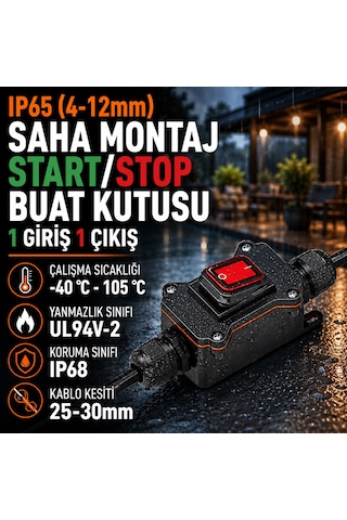 Ip65 4-12mm Saha Montaj Start/stop Buat Kutusu 1 Giriş 1 Çıkış