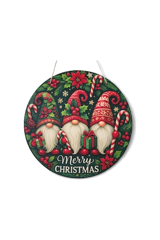 Yılbaşı Cüceleri Kapı Ve Duvar Süsü Merry Christmas 1 30x30