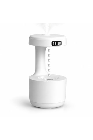 Anti Gravity Su Damlası Efektli Ultrasonik Hava Nemlendirici 600 Ml Dijital Ekran, Gece Işığı Ve Usb Kullanım