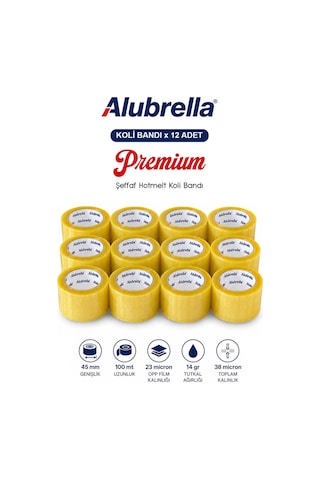 12 Adet Premium Koli Bandı, 45 Mm X 100 Mt 1