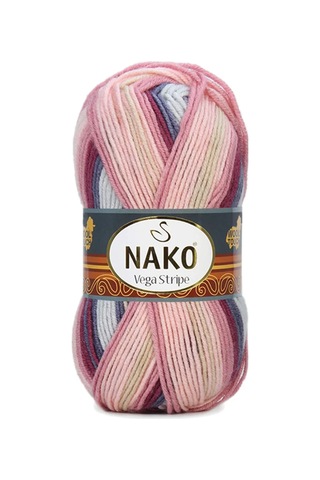 Tedar 5 Adet Vega Stripe Premium Akrilik El Örgü İpi Yünü No: 82415 Najmaddin (No:1) 8.5Cm X 10.5 Cm