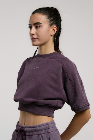 Everlast Bronx 1910 Oversize Mor Crop Kadın Kısa Kollu Sweatshirt Koyu Mor