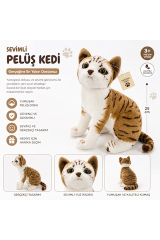 Miyavlayan Peluş Kedi Oyuncak Sesli, Yumuşak Ve Gerçekçi Tasarım 3+ Yaş Açık Yeşil
