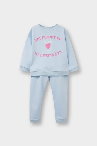 Defacto Kız Bebek 2li Takım Baskılı İçi Yumuşak Tüylü Sweatshirt Eşofman Altı F0548a525wnbe343 Mavi