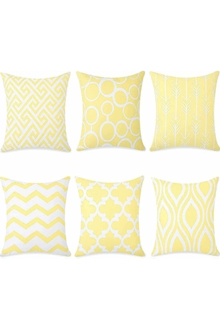 Tuval Kare Dekoratif Yastık Minder Kılıfı, 18 18 İnç, 6 Adet 008 Çok Renkli