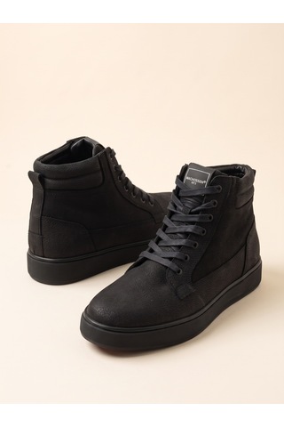 Bafaş 038616hn Siyah Hakiki Dana Derisi Bilekli Erkek Sneaker