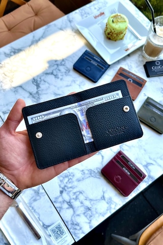 Rixe Siyah Unisex Hakiki Deri Kartlık Cüzdan Ultra Ince Kişiye Özel Isim Baskılı Siyah