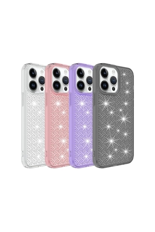 Apple Uyumlu iPhone 14 Pro Max Uyumlu Aihttgli Parlak Tasarımlı Zore Snow Kılıf-renksiz Renksiz -
