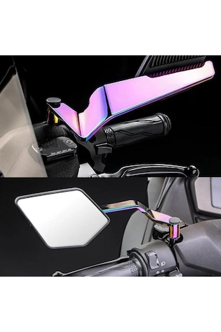 Motosiklet İridyum Renk Universal Katlanır Ayna Seti Rüzgar Kanatlı Modifiye Renkli Motosiklet Ayna KARBON