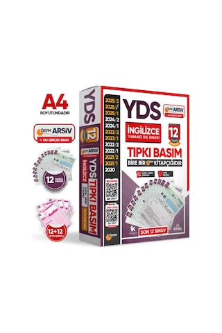 2026 YDS İngilizce ÖSYM Tıpkı Basım Çıkmış Soru 12li Deneme Paketi Video/PDF Çözümlü Türkiye Geneli