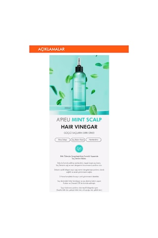 Missha Mint Scalp Hair Vinegar Nane Kompleksi İçeren Kepek Karşıtı Saç Sirkesi 200 ML