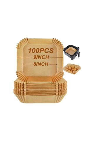 Hava Fritözü Pişirme Kağıdı, Kare Tek Kullanımlık Levhalar, Hava Fritözü İçin Yağ Geçirmez, Cosorı, Ninja, Tower Cosori 7.9" 100 Adet Kahverengi İle Uyumlu