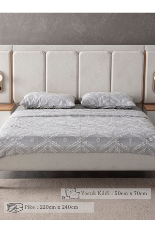 Anna Delux Çift Kişilik Çok Amaçlı Yatak Örtüsü Seti Gri Pamuk Nevresim Takımı Günlük 220x240 Gri