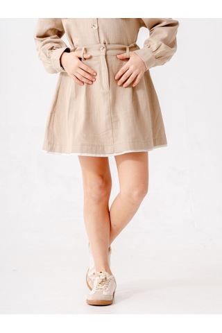 Kız Çocuk Garnili Kot Etek 2603 Bej