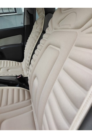 2,li Oto Koltuk Kılıfı Minder Alkantra Kumaş Bej Renk Kabartmalı