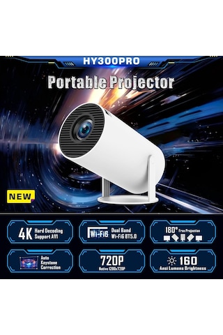 Rose Projektör, Wifi 6 Ve Bt 5.0 Özellikli Taşınabilir Projektör, 40"-130" Ekran