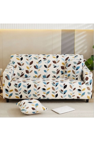 Lemestar Kışbahar Tabanlı Elastik Kumaş Koltuk Örtüsü Tam Kapama Anti Kayma 190-230 Cm Üç Kişilik Buz Gri Tüy Desenli Ev Dekorasyon Aracı DiğER