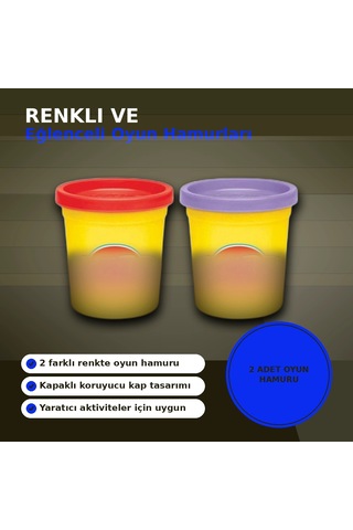 Yaratıcılığı Geliştiren 2'li Oyun Hamuru Seti - Rastgele Renklerle 1 Paket Çok Renkli