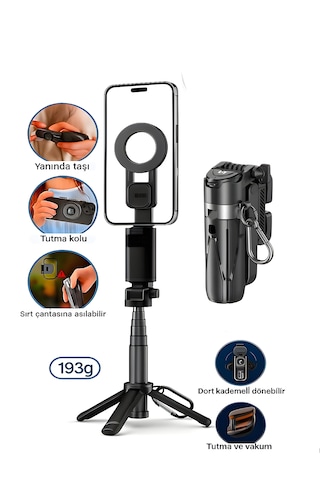 Magsafe Mıknatıslı 41.5 Cm 360 Ayarlanabilir Bluetooth Alüminyum Telefon Tripod Android İos